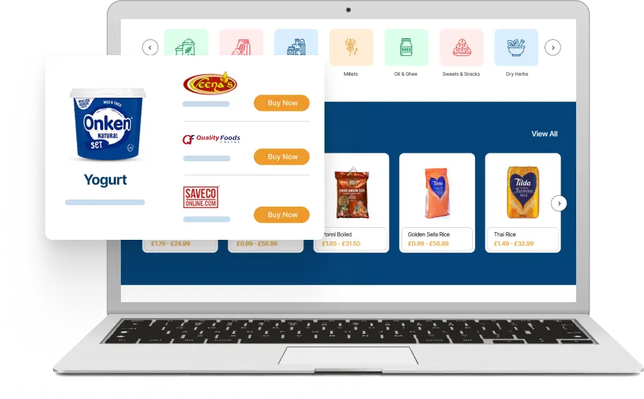 Compare prices of Indian groceries from your favourite online stores